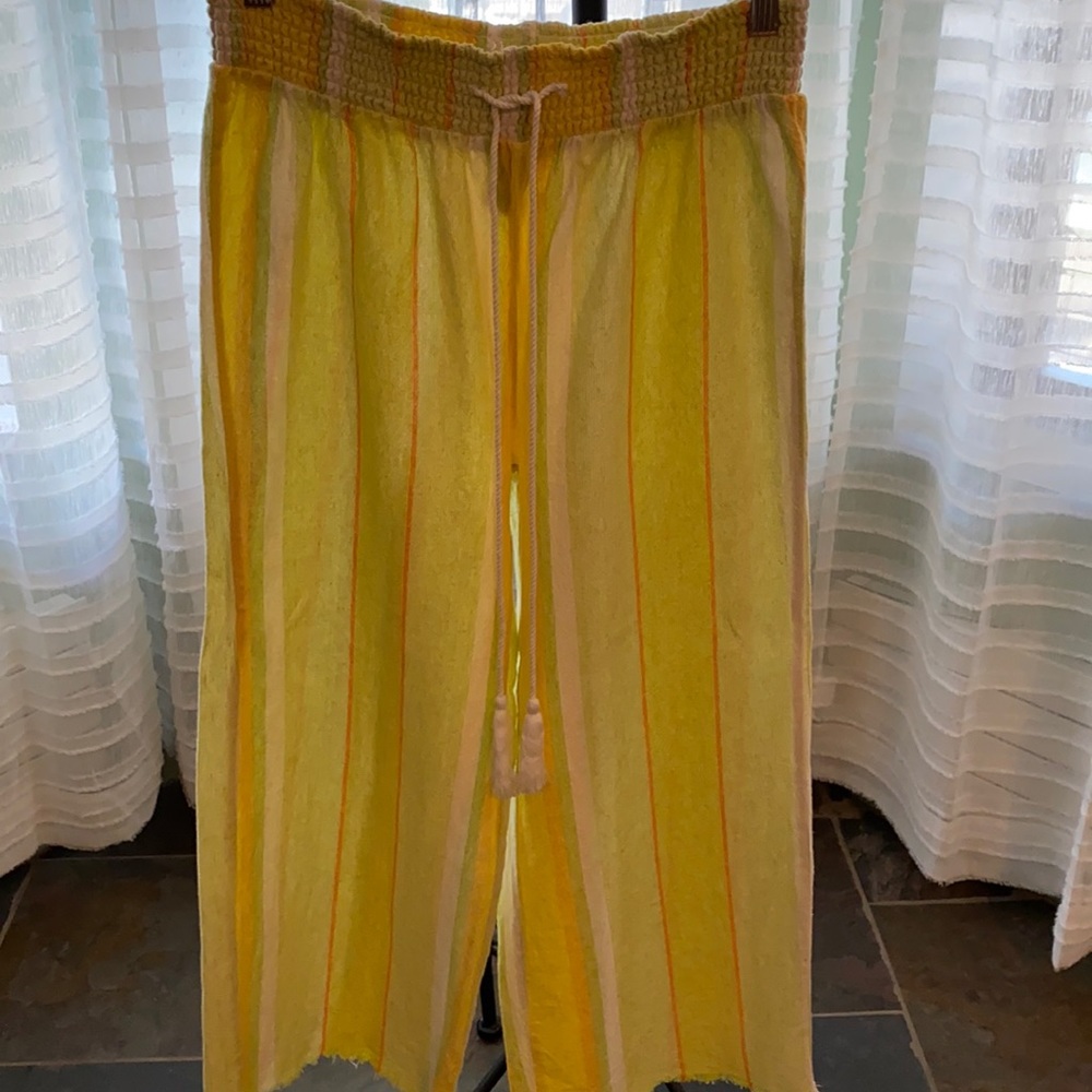 Indigo Rein Yellow & White Striped Wide Leg Pants